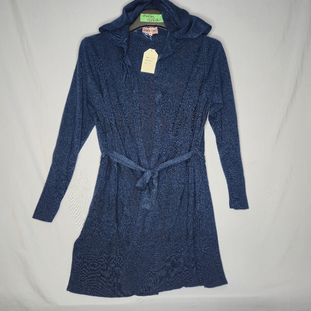 NWT Carol Rose Navy Cardigan With Belt Size XL